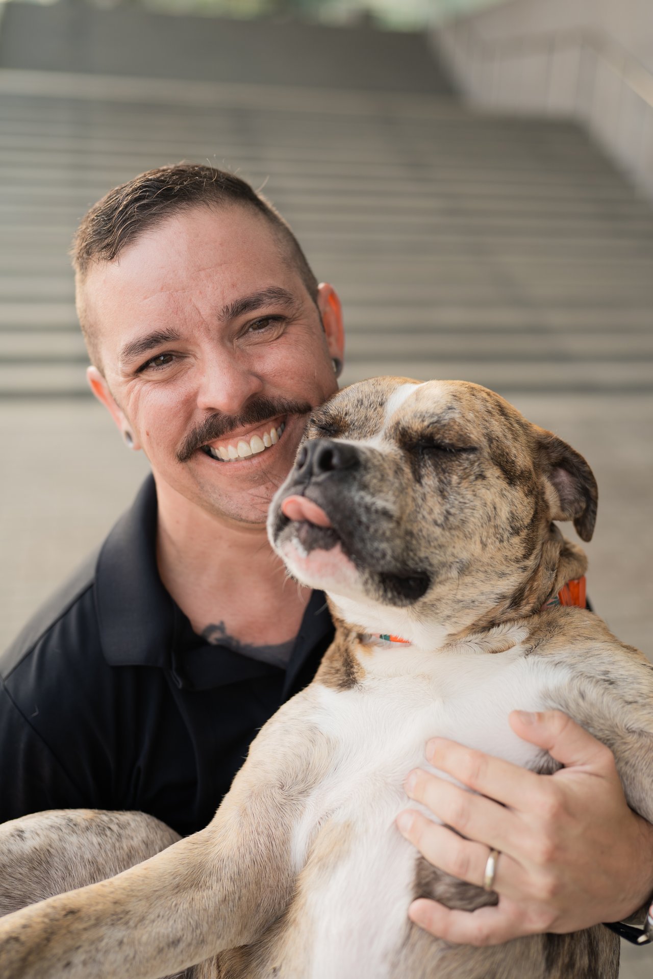 Damien Swords pictured with his dog.