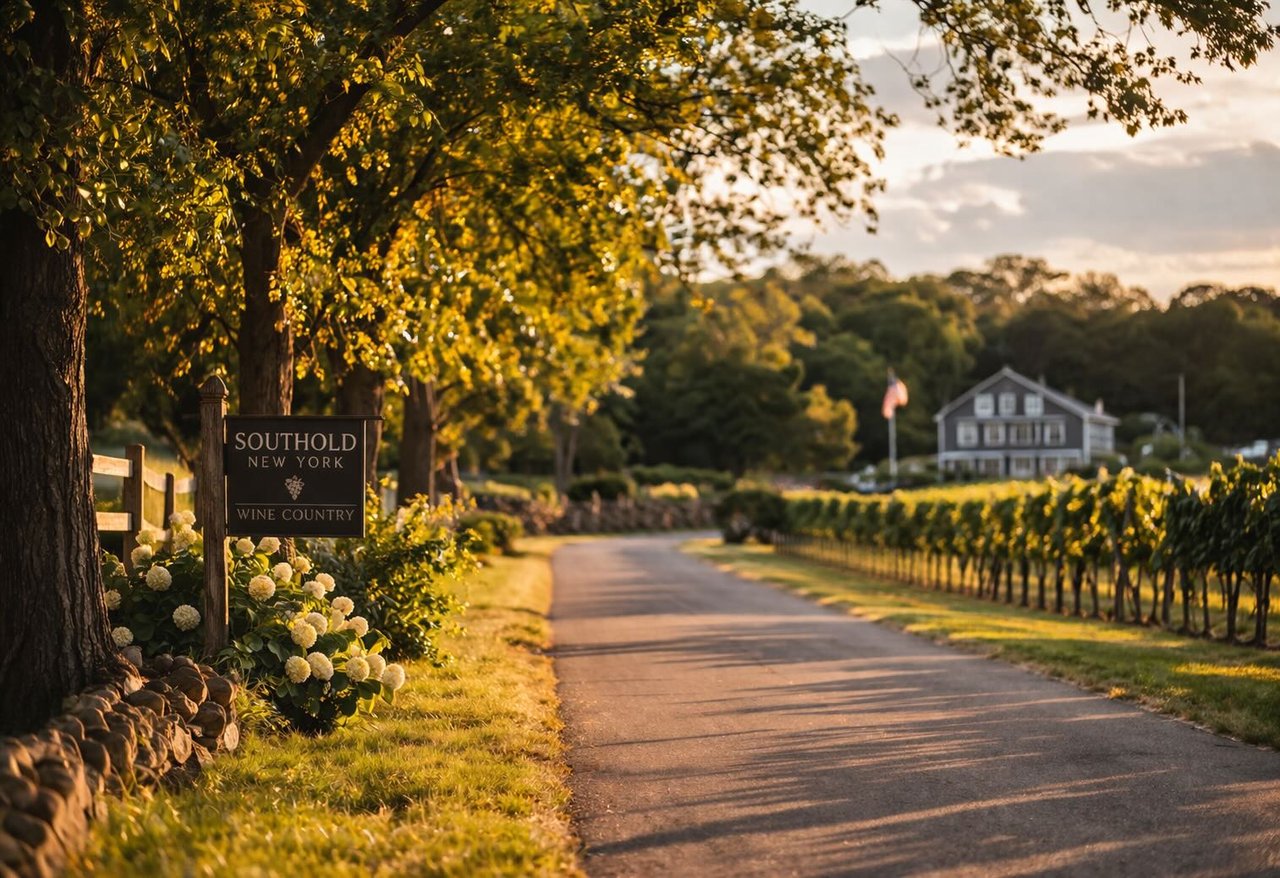 Southold NY road leading to vineyard
