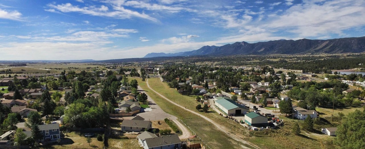 Aerial view of homes and neighborhoods in Monument, Colorado and Northgate Colorado Springs, listed by The Johnson Team