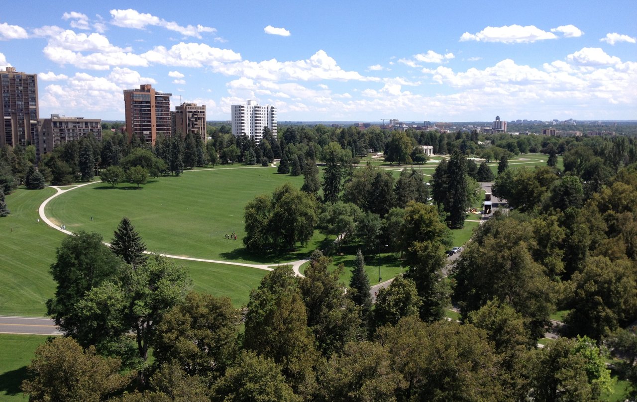 Aerial view of Cheesman Park in Denver