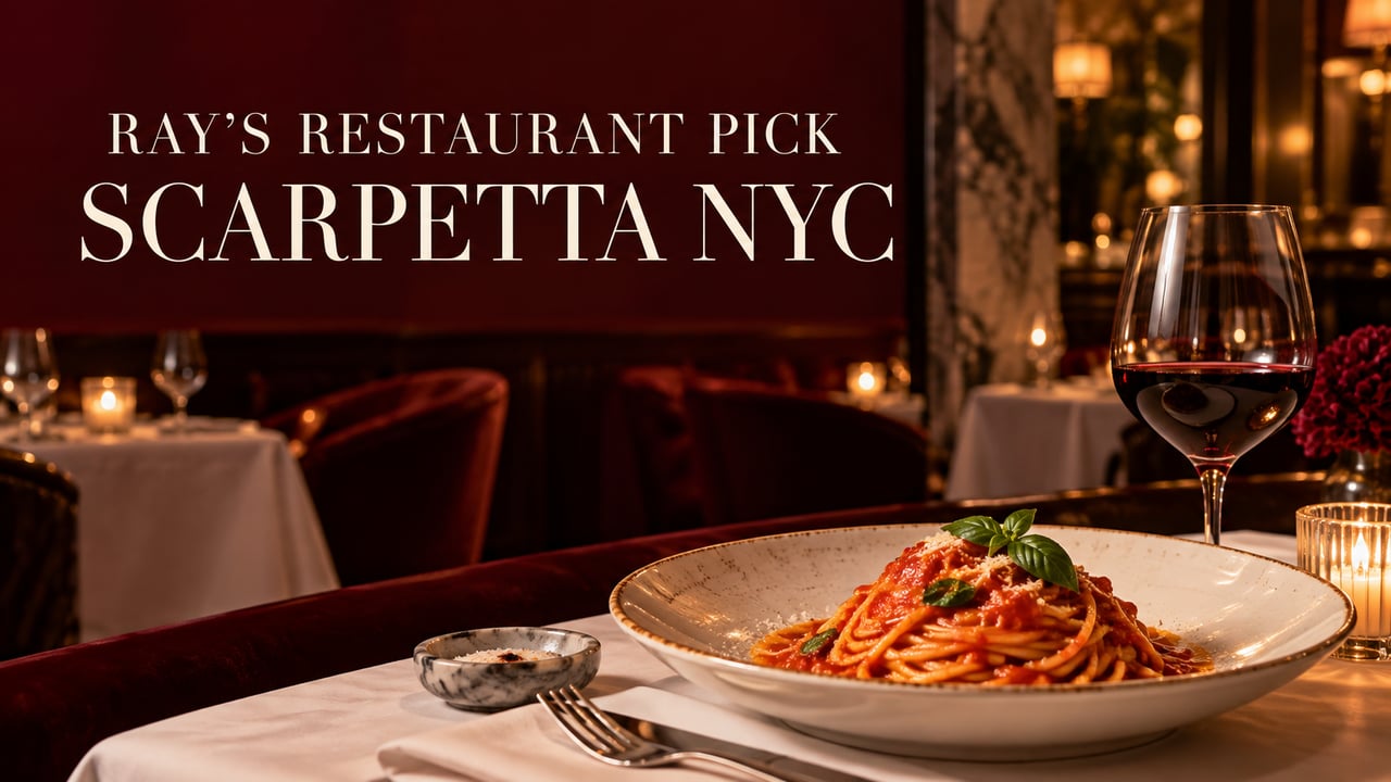 Tomato-sauce spaghetti with basil and red wine at Scarpetta NYC.