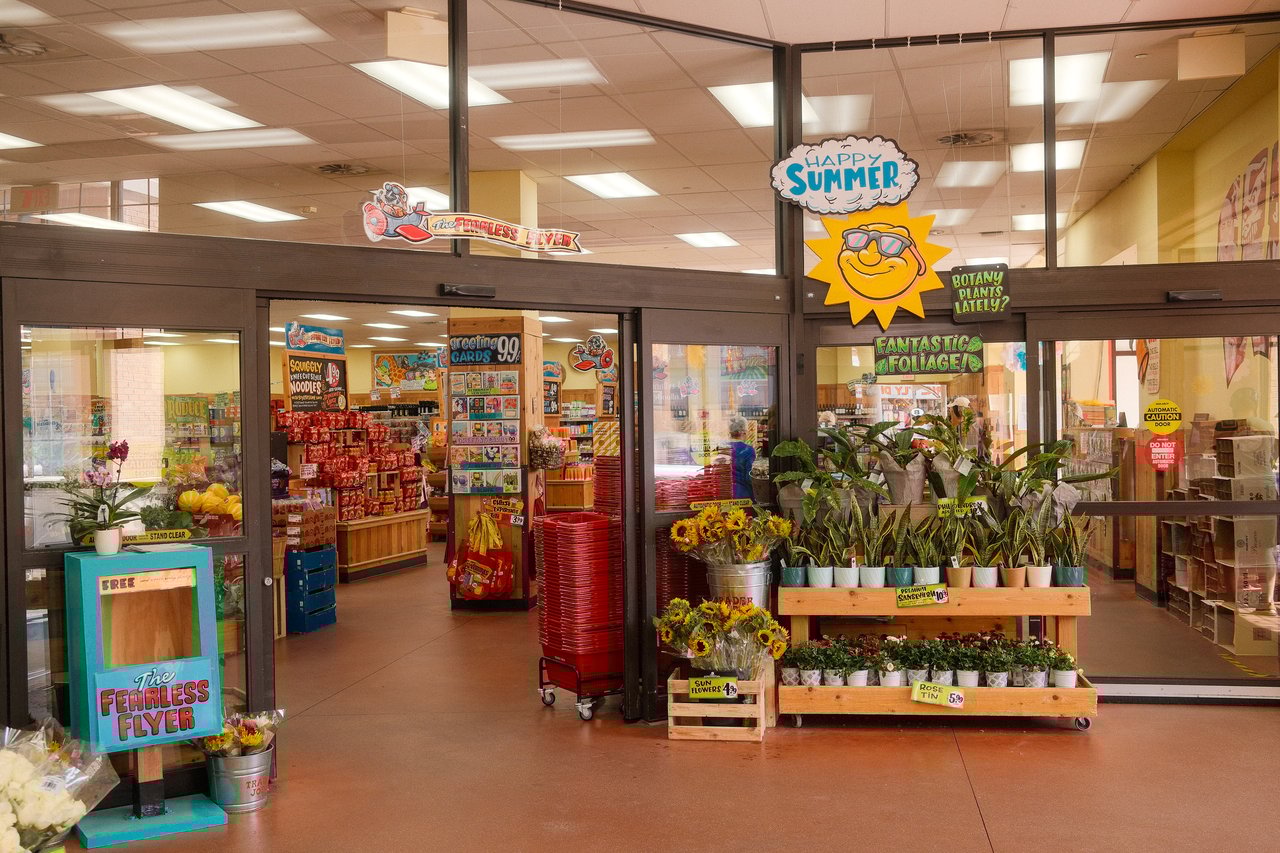 Entryway of Trader Joe’s on Monroe Street in Madison, Wisconsin