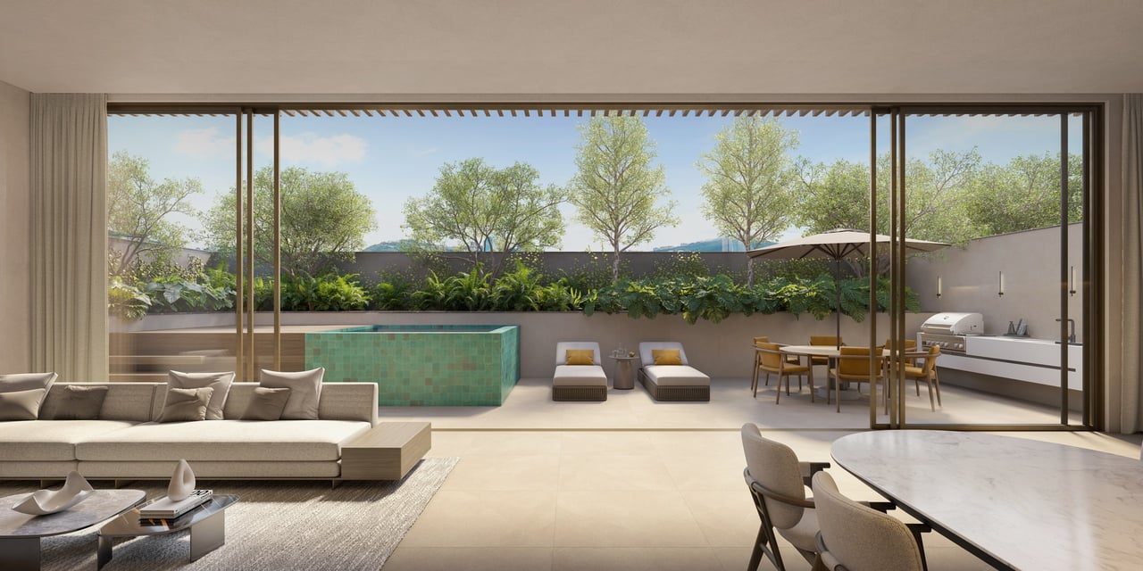 Rendering of the garden residence pool at Colette Residences in South Brickell, Miami.