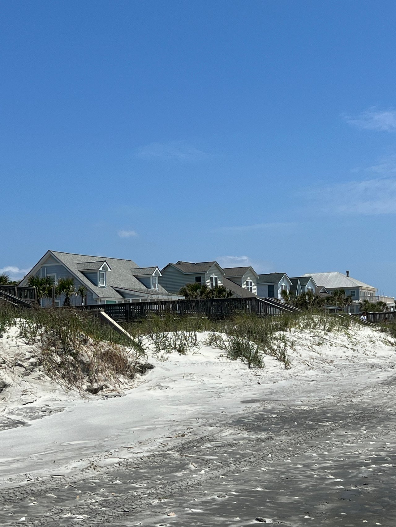 View of beach front homes on Folly Beach SC