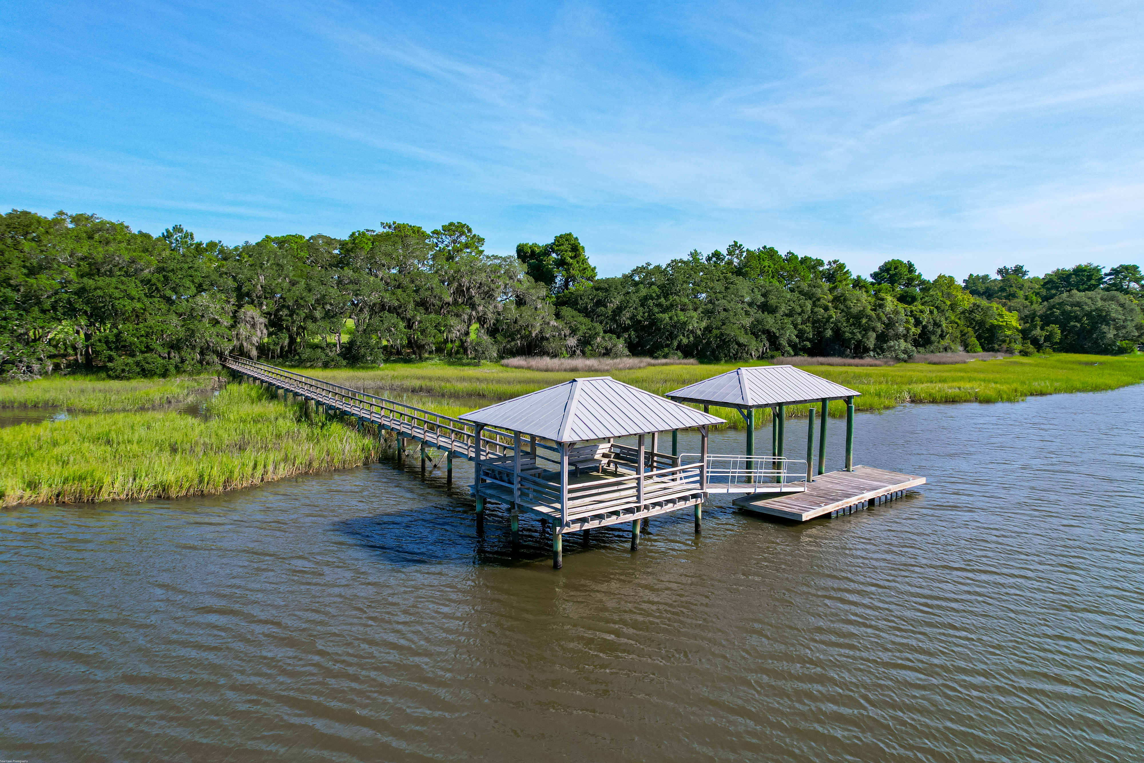 Dock on creek in Charleston, SC