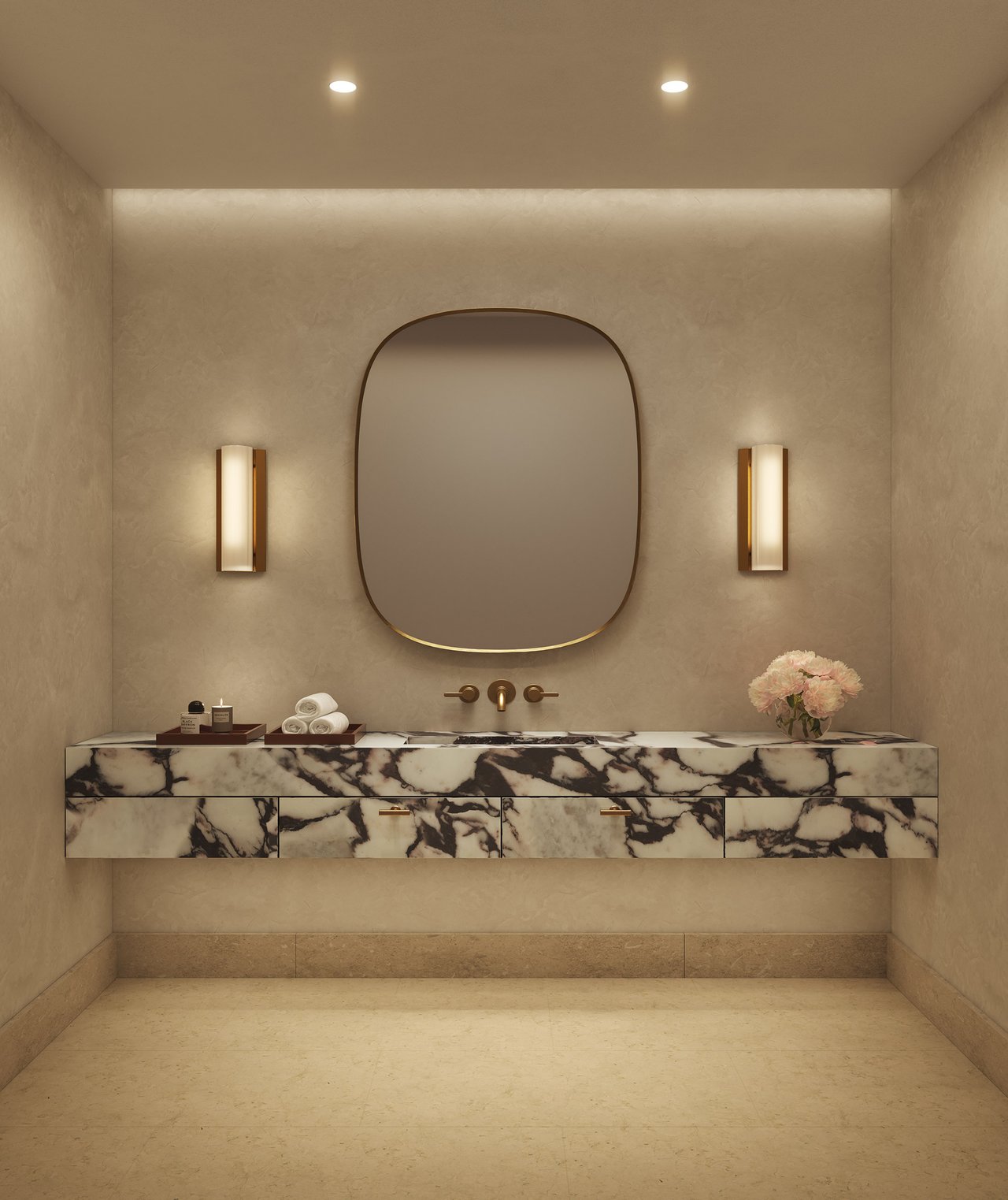 Shell Bay powder room rendering in Hallandale Beach.