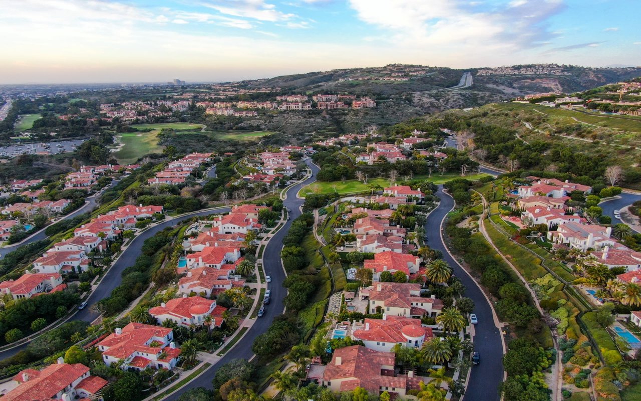 Aerial view of a luxury gated community.