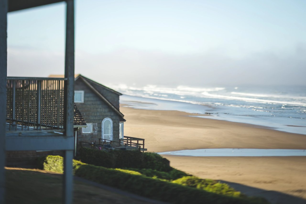 Cannon Beach Homes overlooking the fog over the ocean