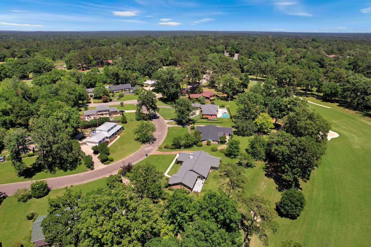 Another aerial view of Killearn Estates, showing a blend of residential houses and green spaces.