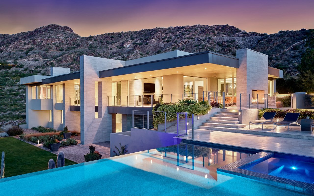 Luxury modern estate with mountain views