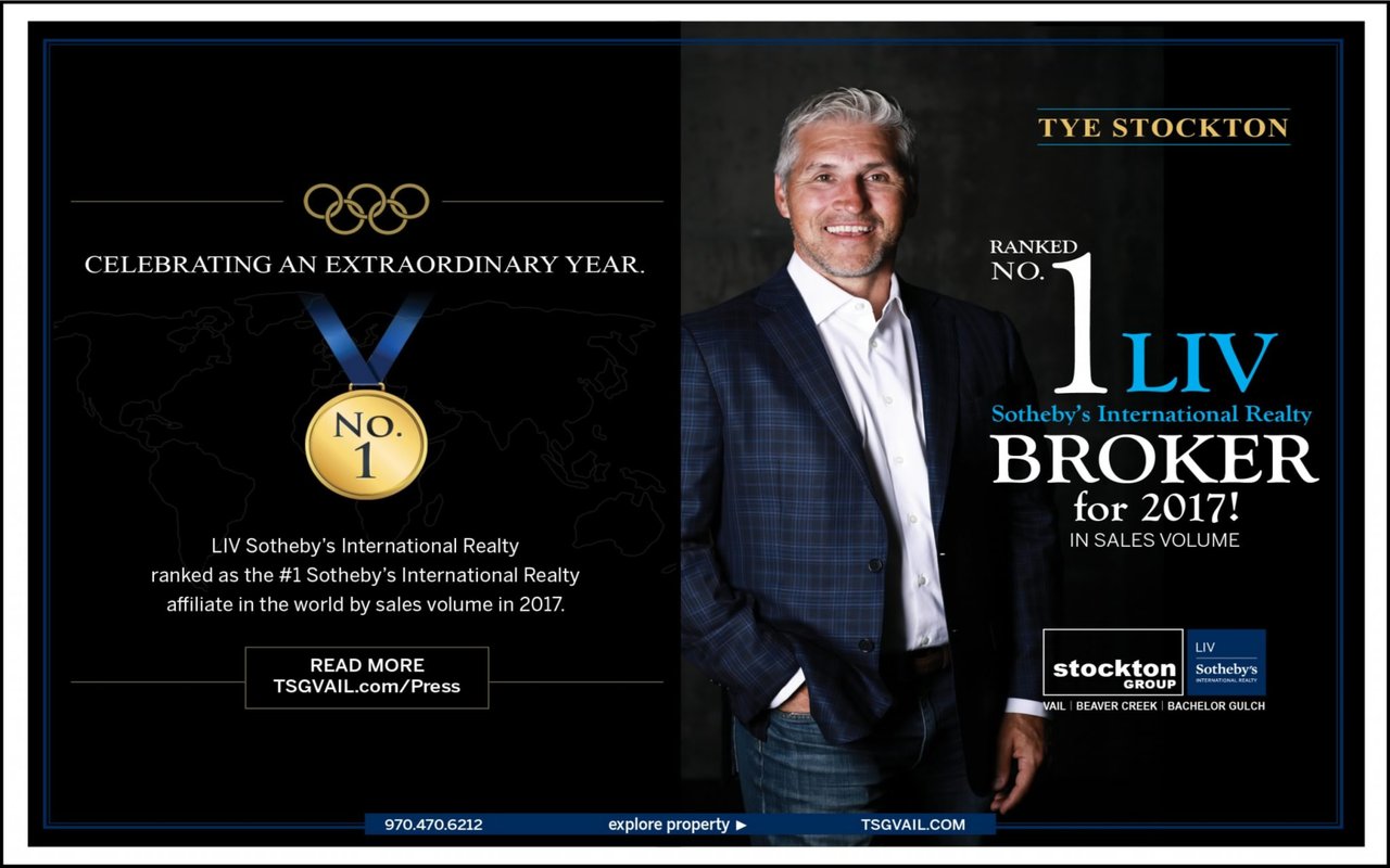 Tye Stockton Ranked #1 Liv Sotheby’s International Realty Broker For 2017! In Sales Volume