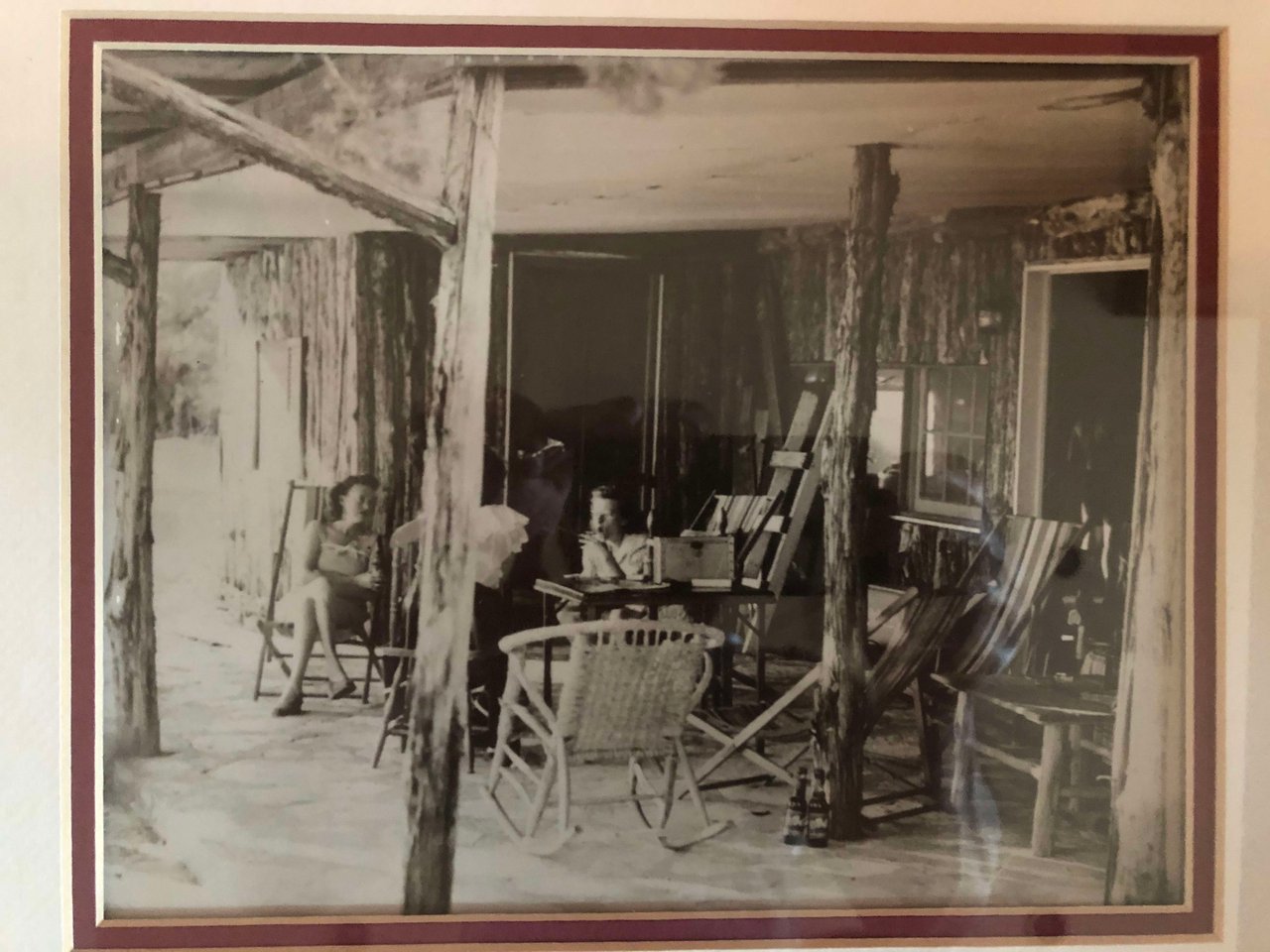 Pic of the original owners on the main cabin porch overlooking Lake Austin. The porch is now enclosed and is a sunroom