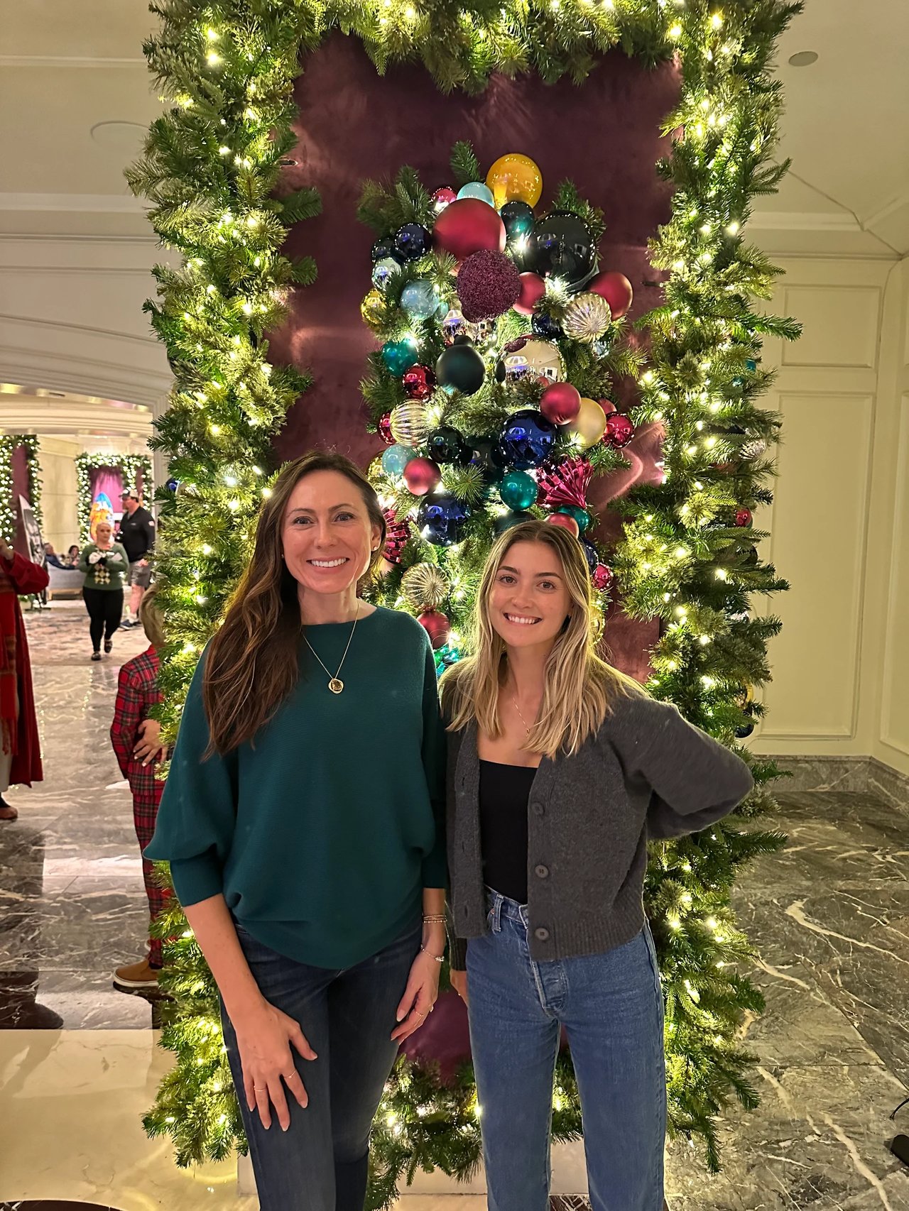 Natalie and Kayla at the Tree Lighting