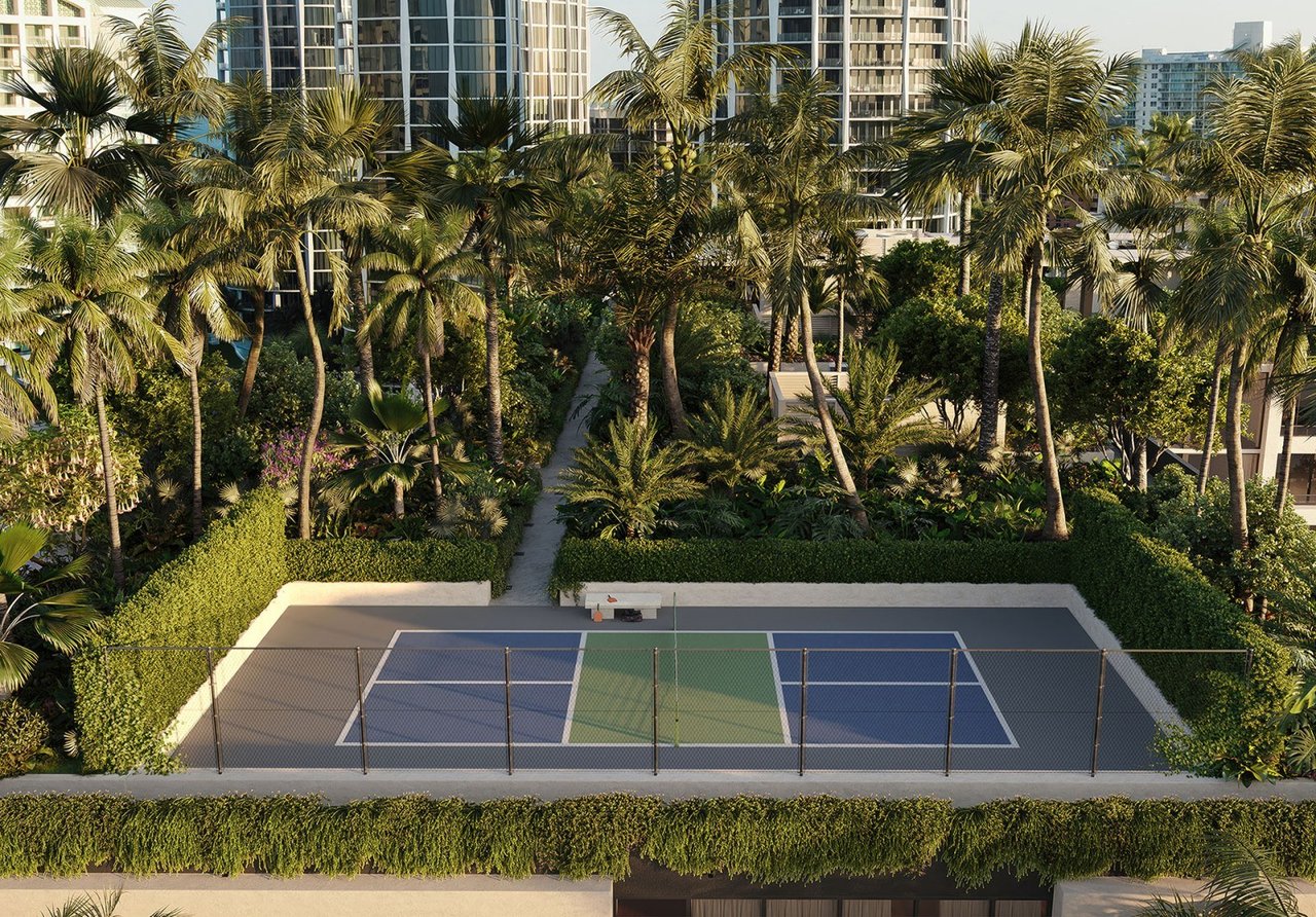 Rendering of pickleball courts at THE WELL Coconut Grove in Miami, Florida.
