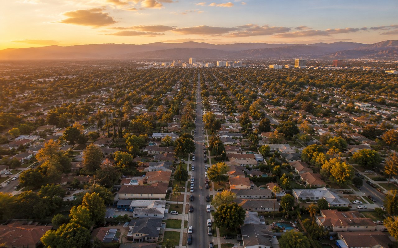 Single-family homes on a residential street in Van Nuys, San Fernando Valley