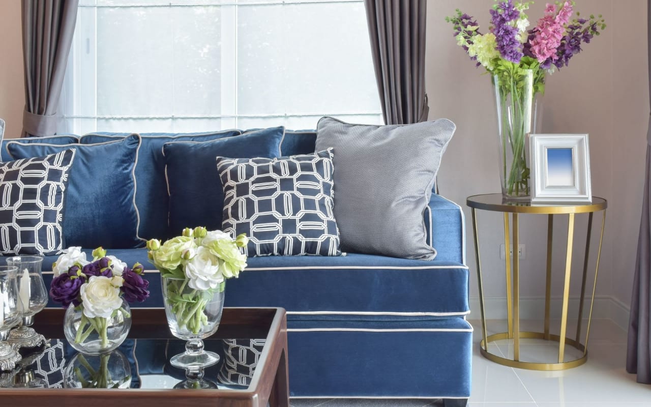 Elegant Southlake interior with custom window treatments