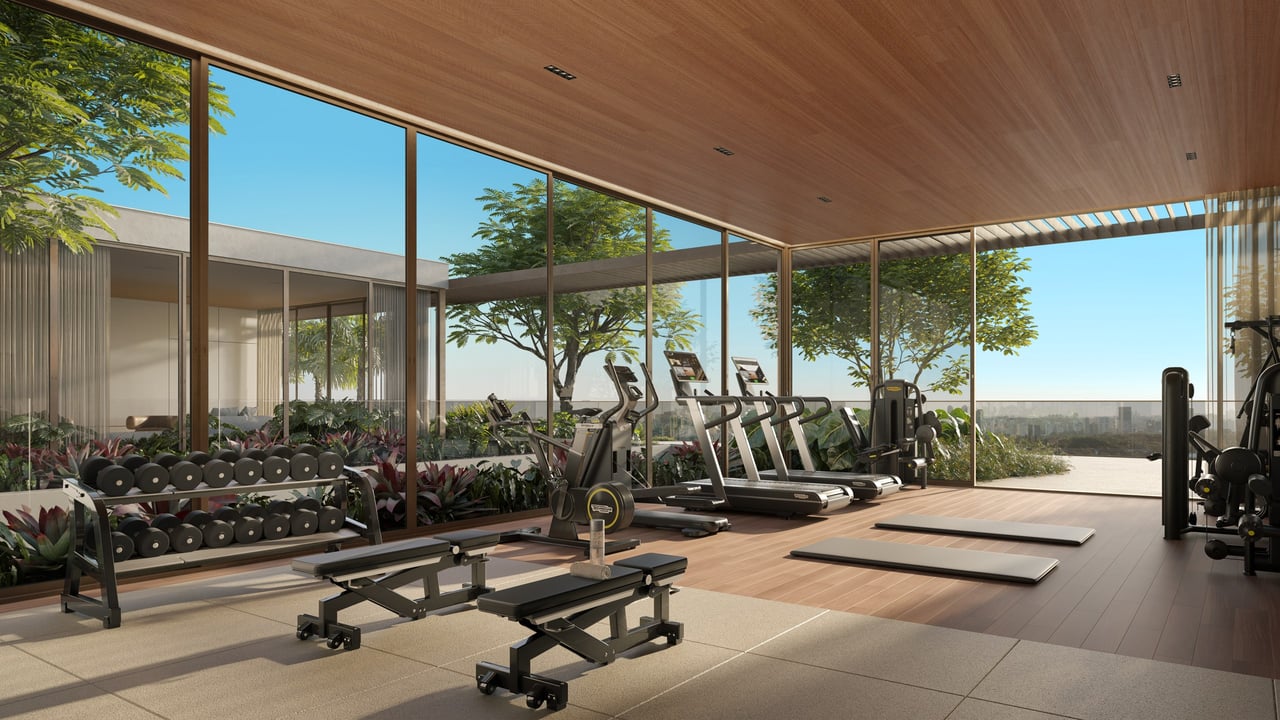 Rendering of the fitness center at Colette Residences in South Brickell, Miami.