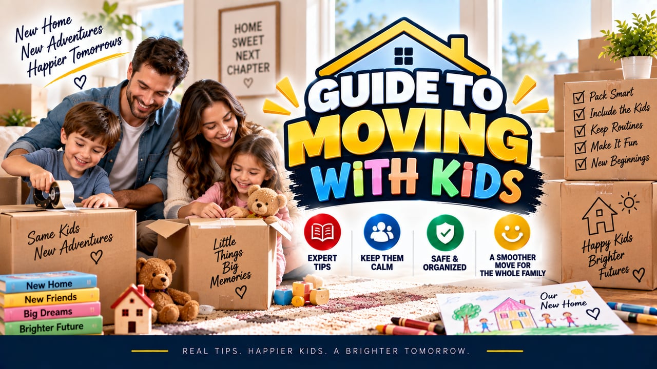 A family preparing young children for a move, highlighting expert relocation tips for the Inland Empire by the David Limon Team.