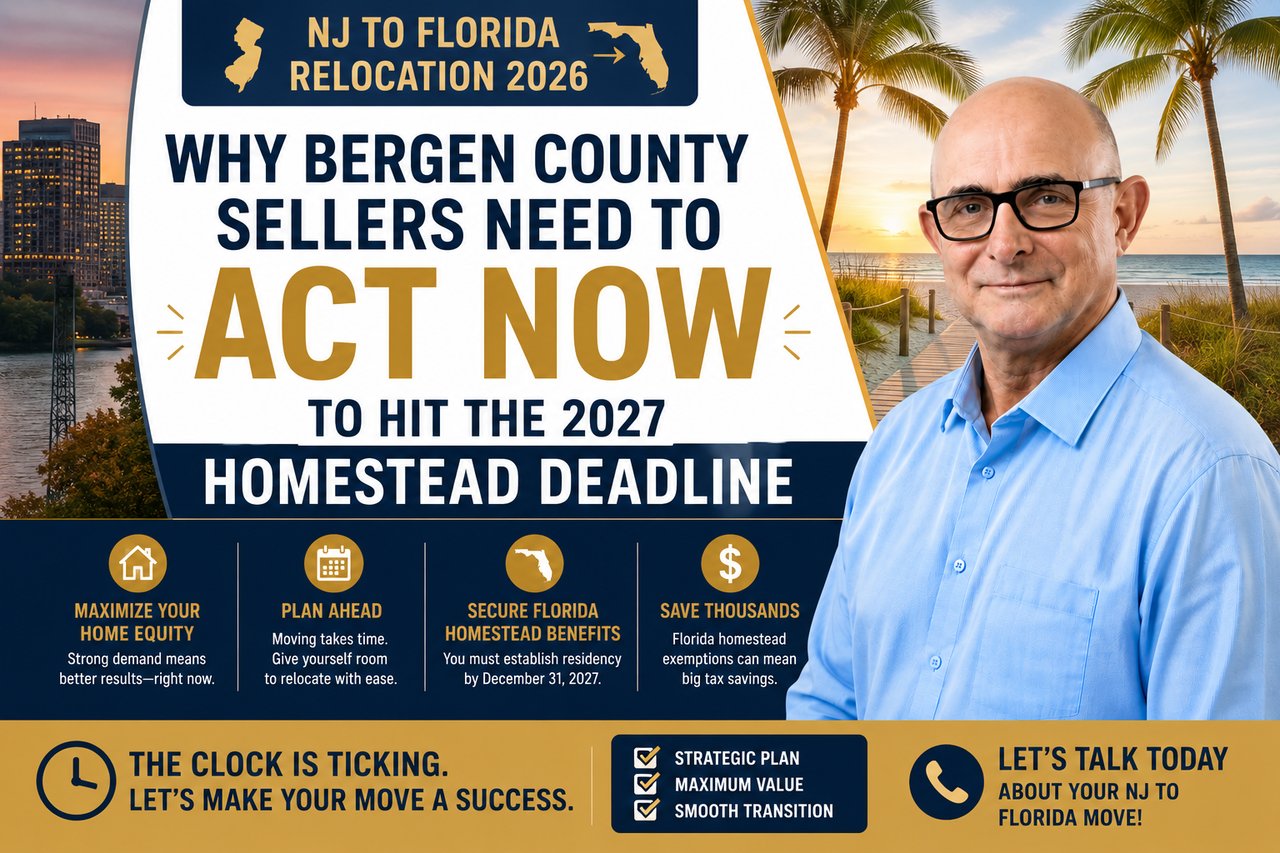 NJ to Florida Relocation 2026: Why Bergen County Sellers Need to Act Now to Hit the 2027 Homestead Deadline