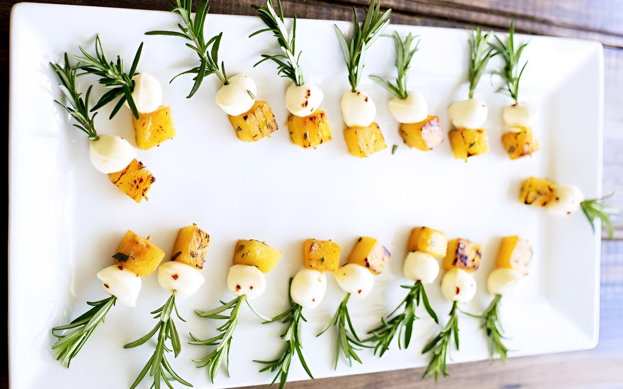 Quick Rosemary Pineapple Mozzarella Bites
