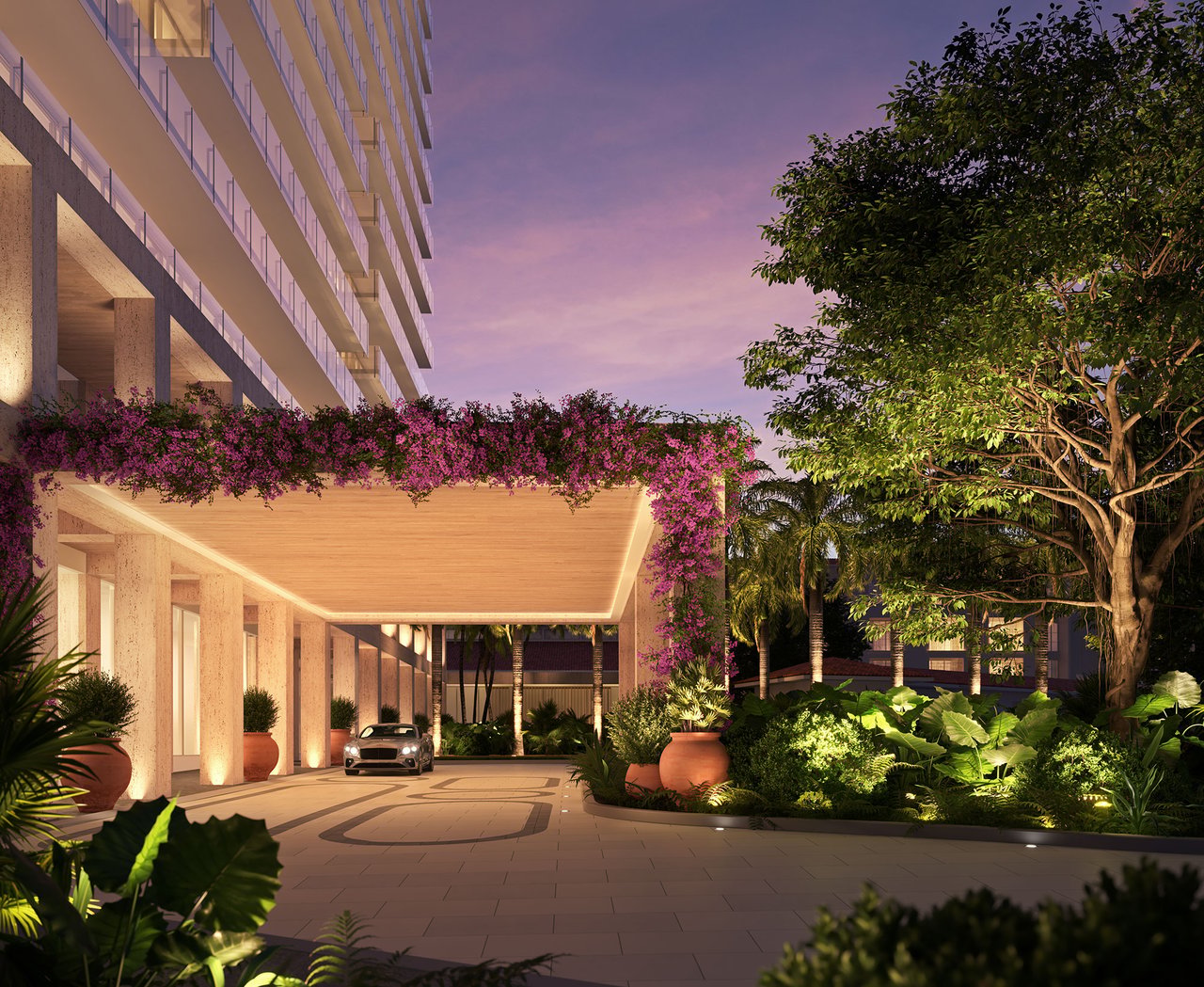 Shell Bay residential arrival rendering in Hallandale Beach.