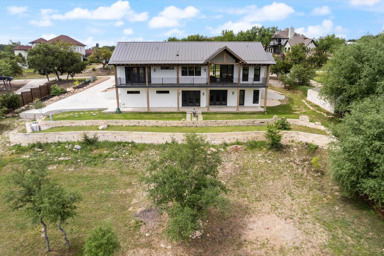 Aerial view of the back of the home