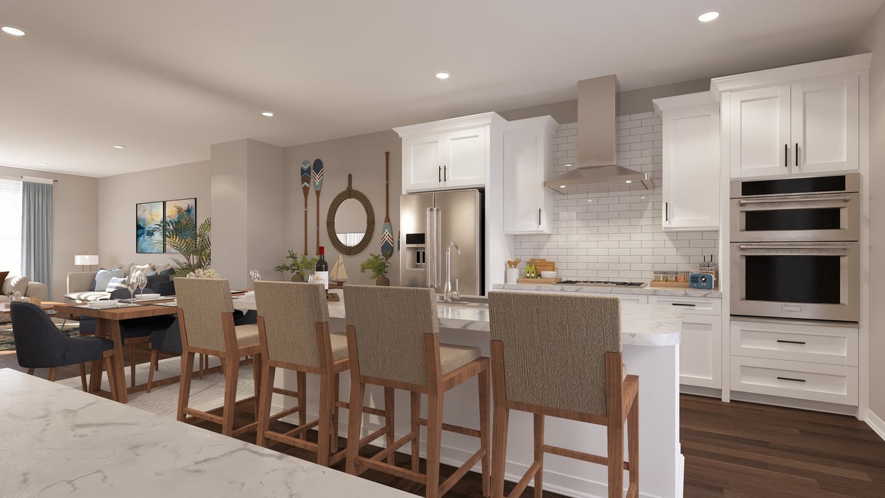 Kitchen looking toward island and appliances
