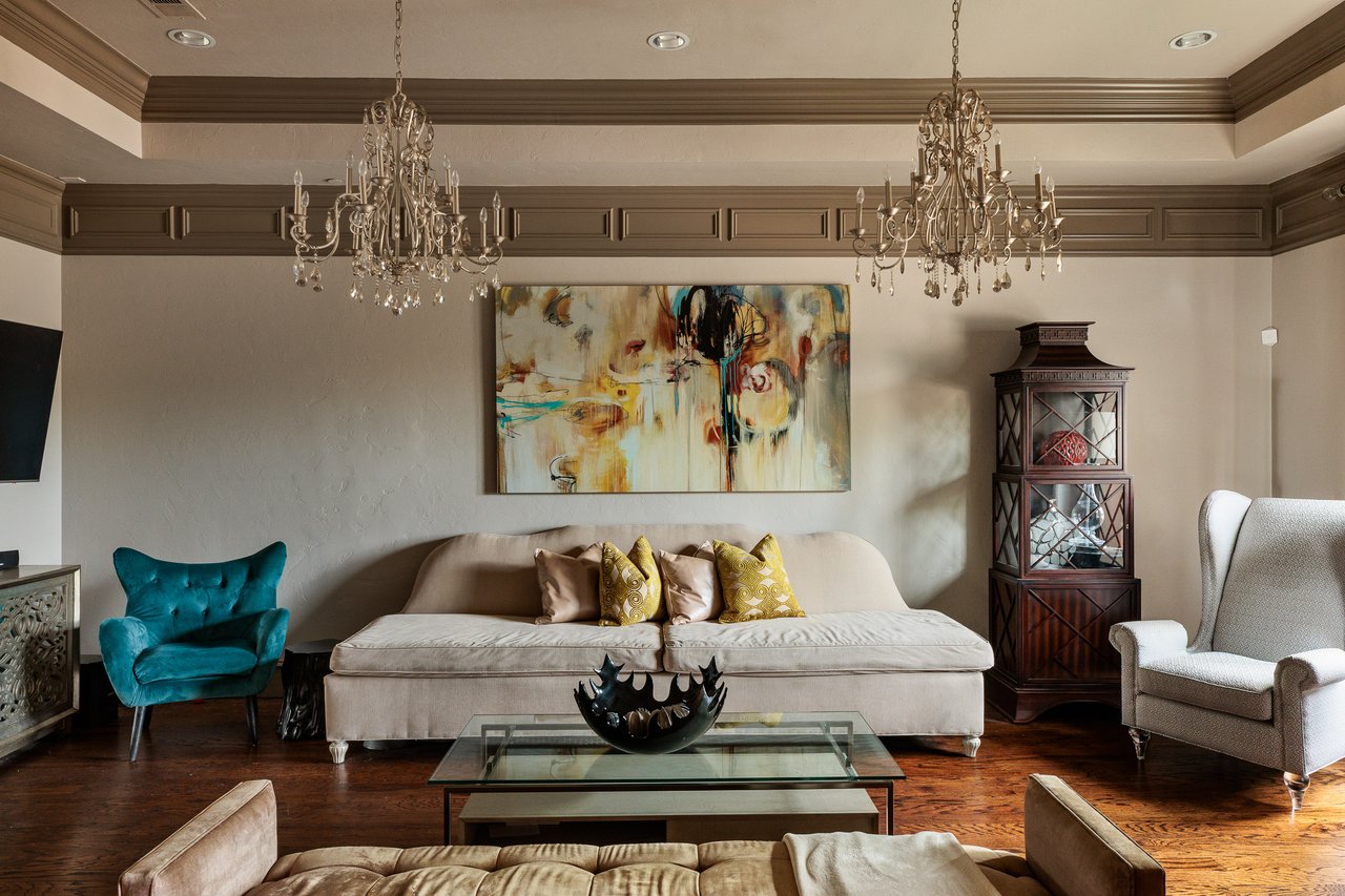 The Living Room in Kevin Durant former Oklahoma City townhome in Deep Deuce