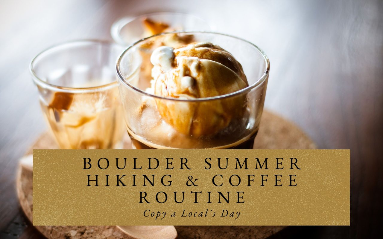 Iced coffee and gelato at Amante Coffee, Boulder riverside wrap-up after summer hike.