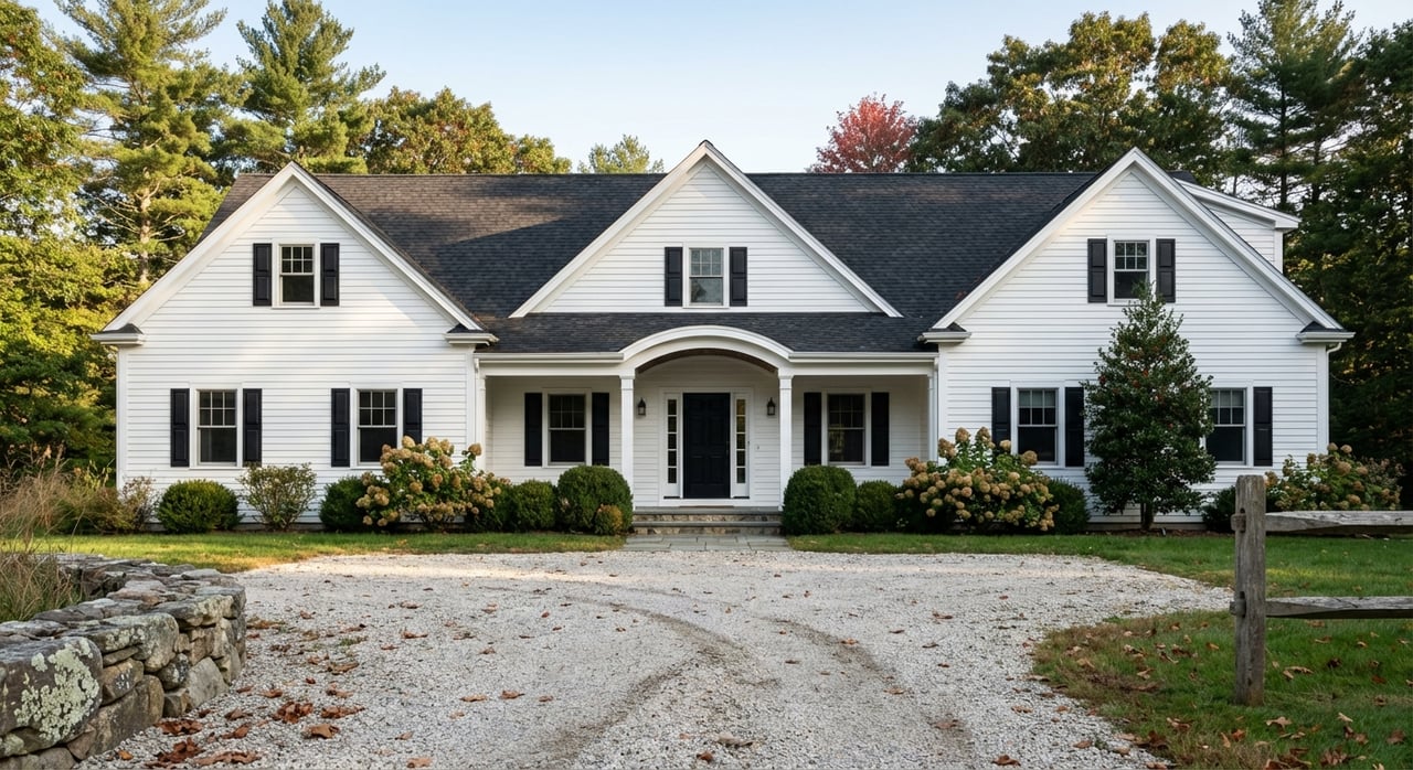 White colonial home exterior – buyer services by The Ken Banks Team