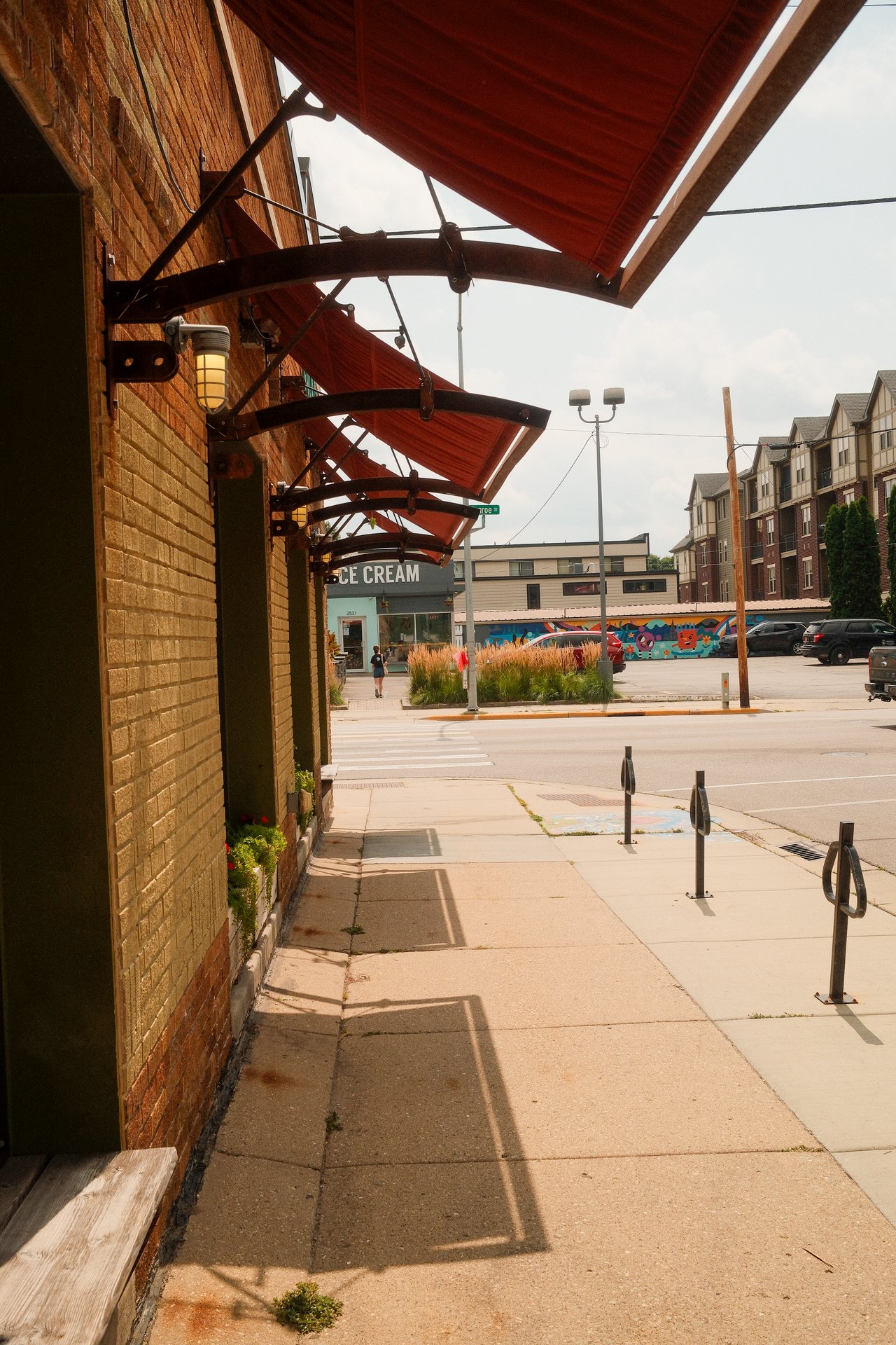 Sidewalk and mural on Monroe Street in Madison, Wisconsin