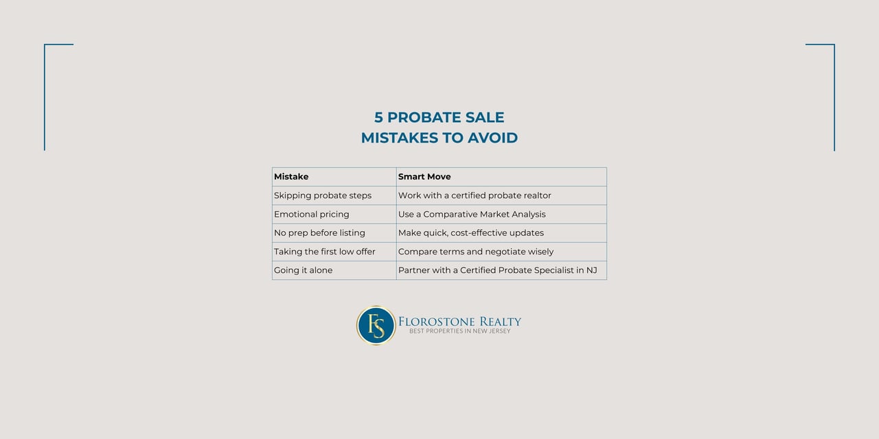 5 Probate Sale Mistakes to Avoid table | Florostone Realty