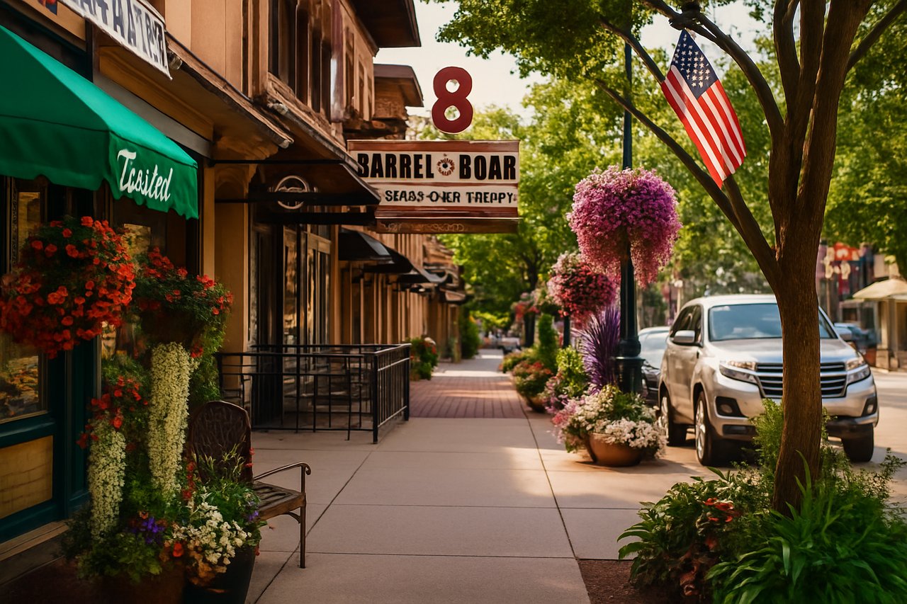 Uptown Westerville street with shops