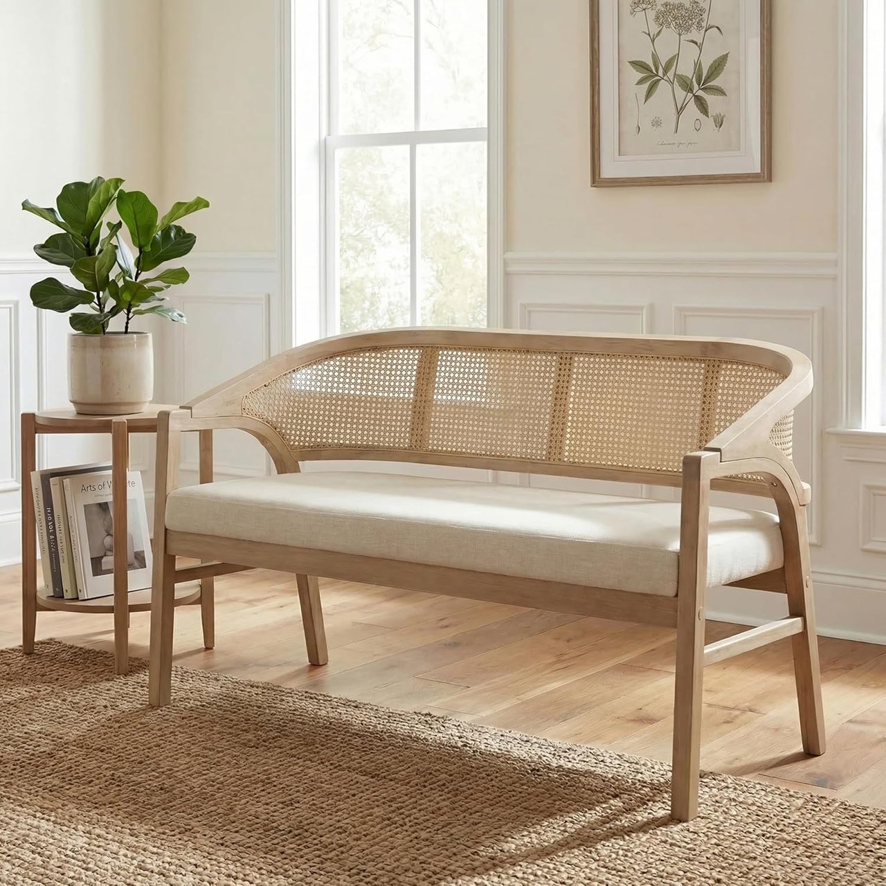 Faritel Upholstered Loveseat Sofa with Rubberwood Frame