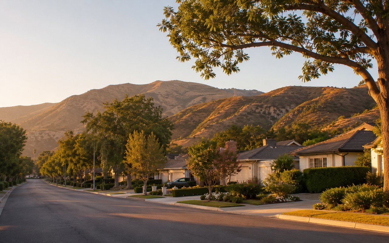 San Fernando Valley single-family home with the foothills behind it under a clear California sky, representing rising 2026 homeowner insurance costs