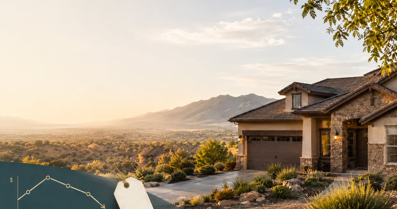 Prescott Valley home with mountain views and pricing strategy graphic, no wording or logo.