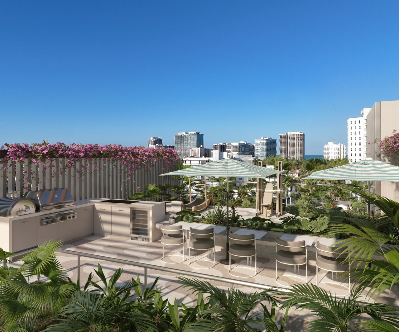 Rendering of rooftop wellness garden at MILA Bay Harbor in Bay Harbor Islands.