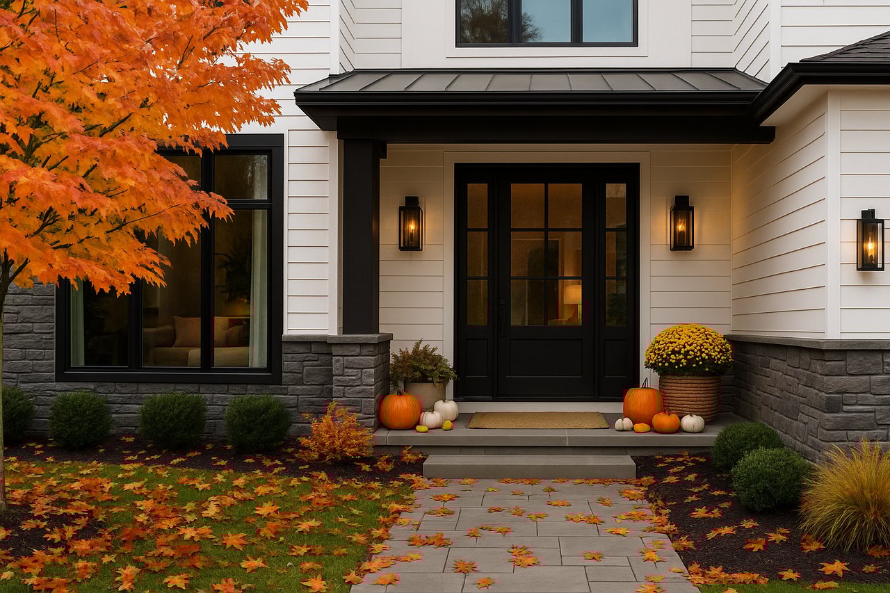 Fall lifestyle in Central Ohio with autumn leaves and cozy home décor