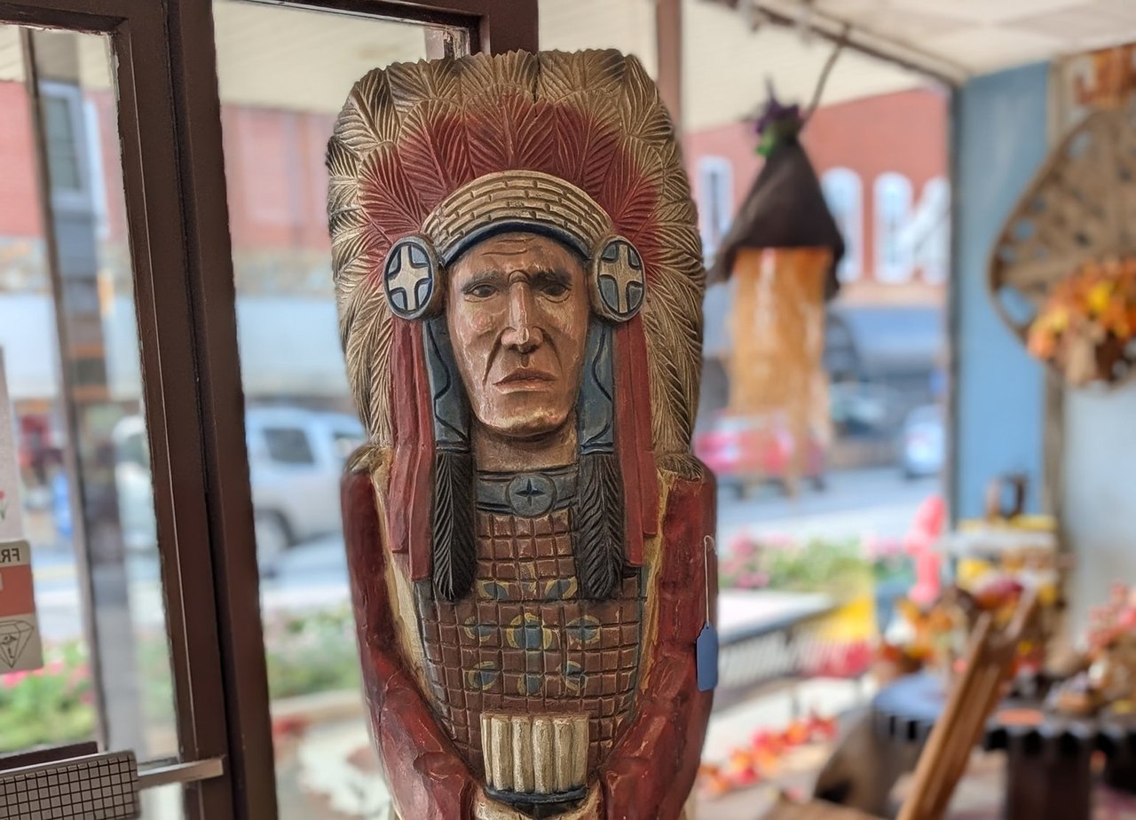 Bryant’s Antique Mall in downtown Franklin NC featuring multiple floors of antiques, vintage furniture, and collectibles displayed by local vendors.