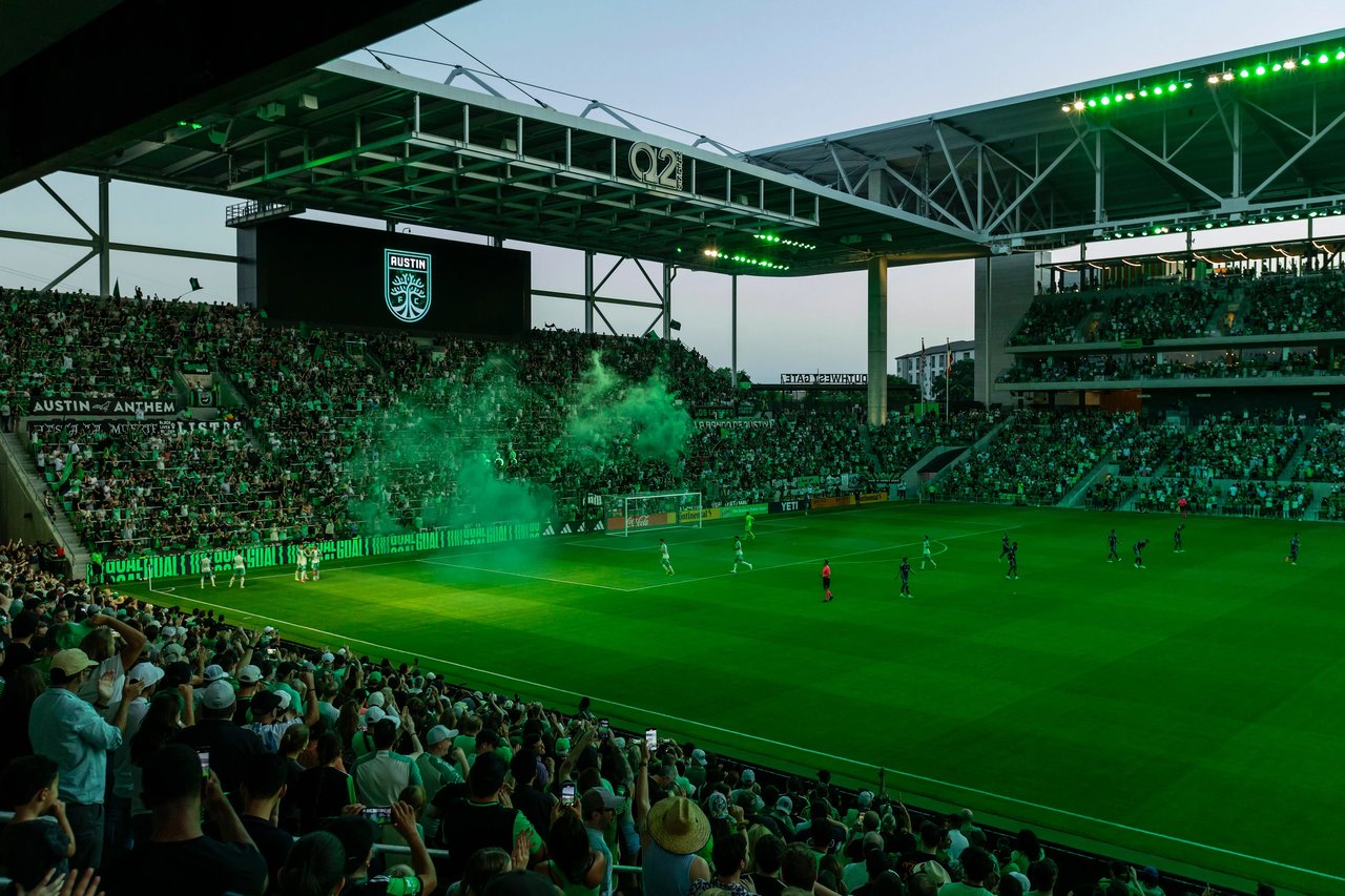 Austin FC game after scoring a goal at Q2 Stadium
