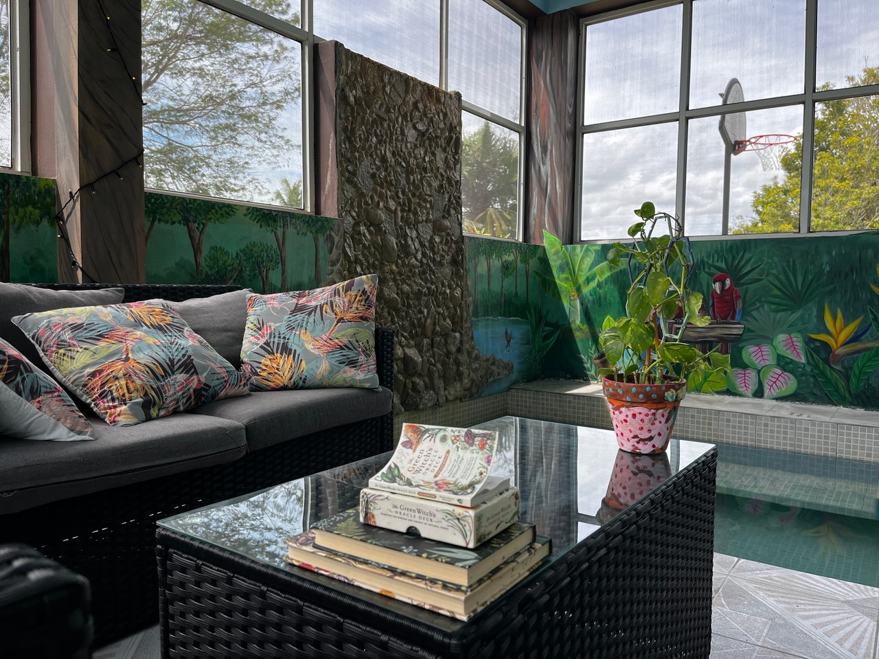 Sitting and reading area next to the plunge pool