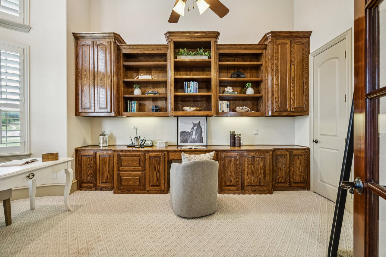 home office with builtins