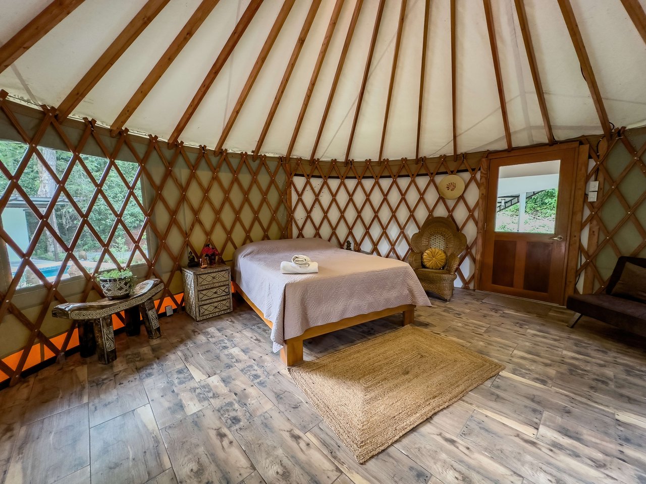 Soul Dreams Yurt in Portasol, 1 Bed, 1 Bath, Pool, Private Waterfall & Extra Building Site