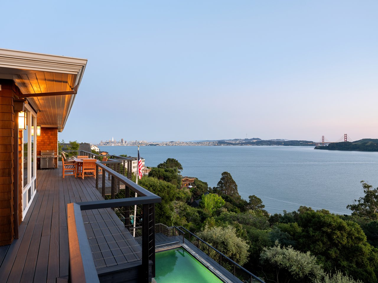 Exceptional Setting with views spanning San Francisco, the Golden Gate Bridge, Sausalito, and across the bay