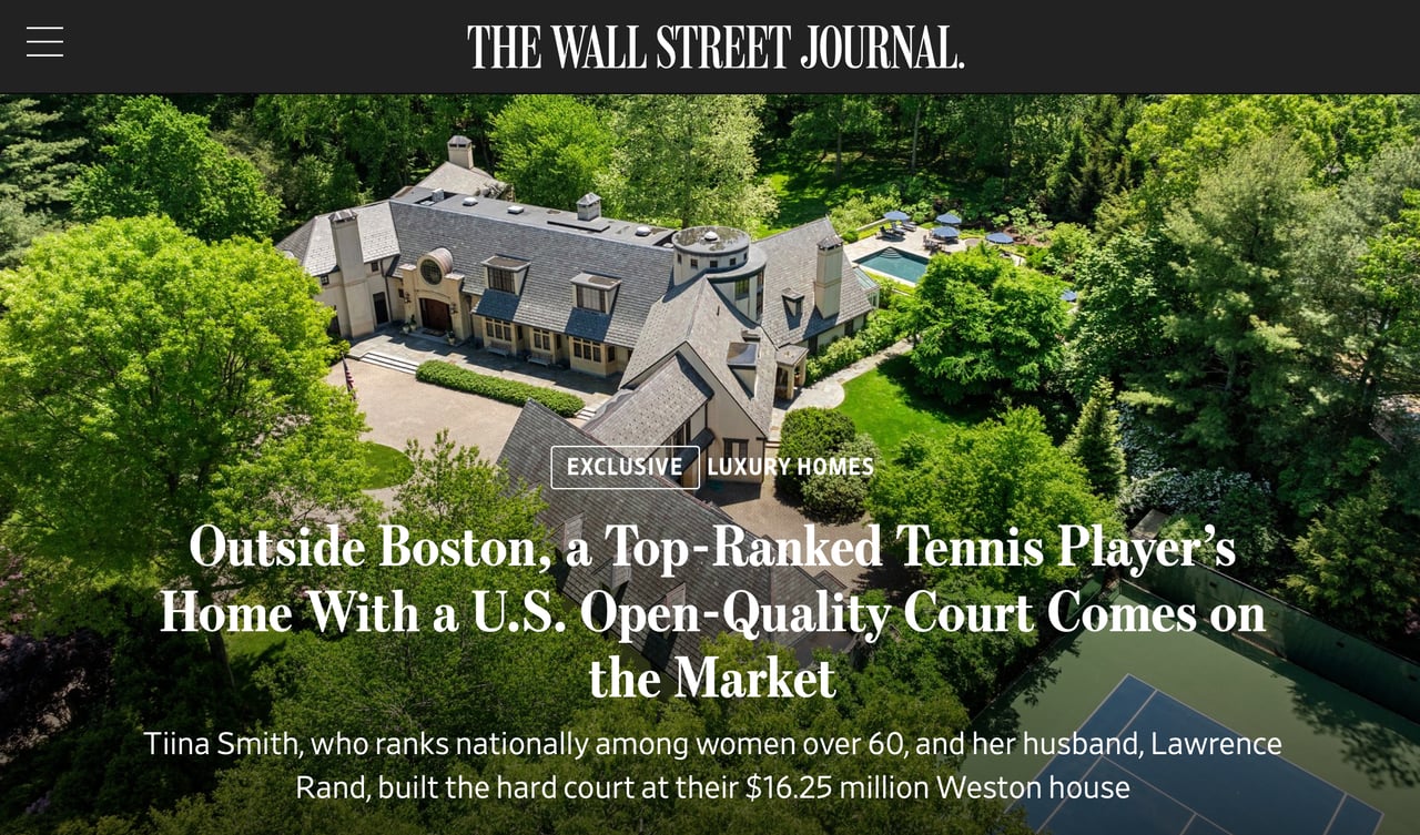 Outside Boston, a Top-Ranked Tennis Player’s Home With a U.S. Open-Quality Court Comes on the Market