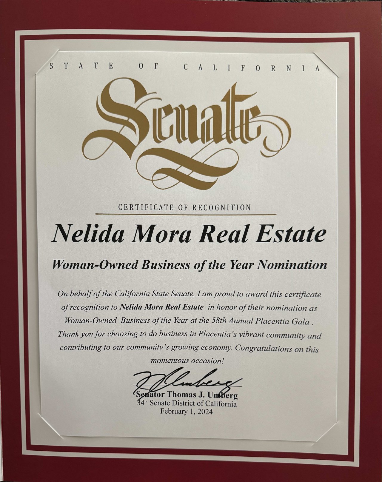 The Nelida Mora Team of Major League Properties would like to thank our community for nominating us for Placentia ‘Woman-Owned’ Business of the Year 2024.