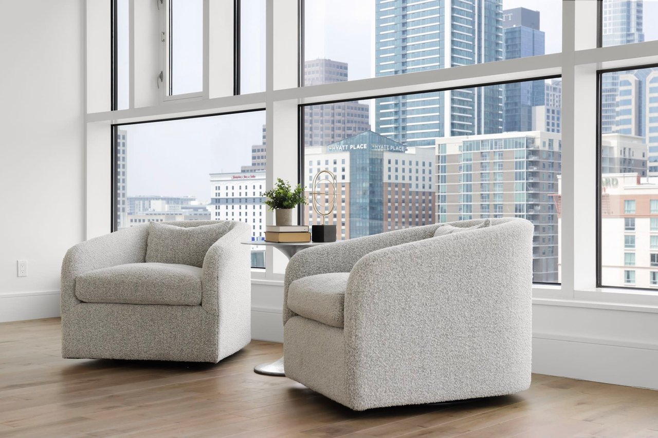 elite austine modern and stylish furniture rental sofa with a wide outside view