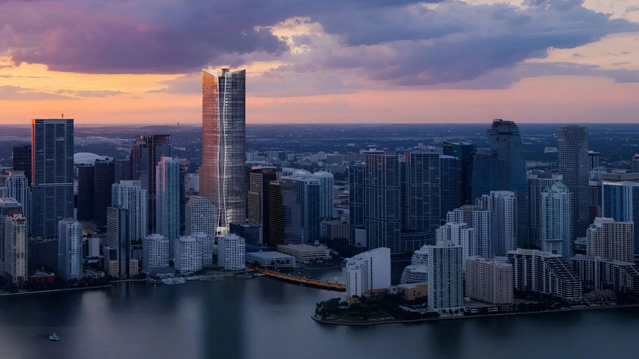 Construction persists on One Brickell City Centre, poised to become the tallest commercial building in Florida (Dec 2023)