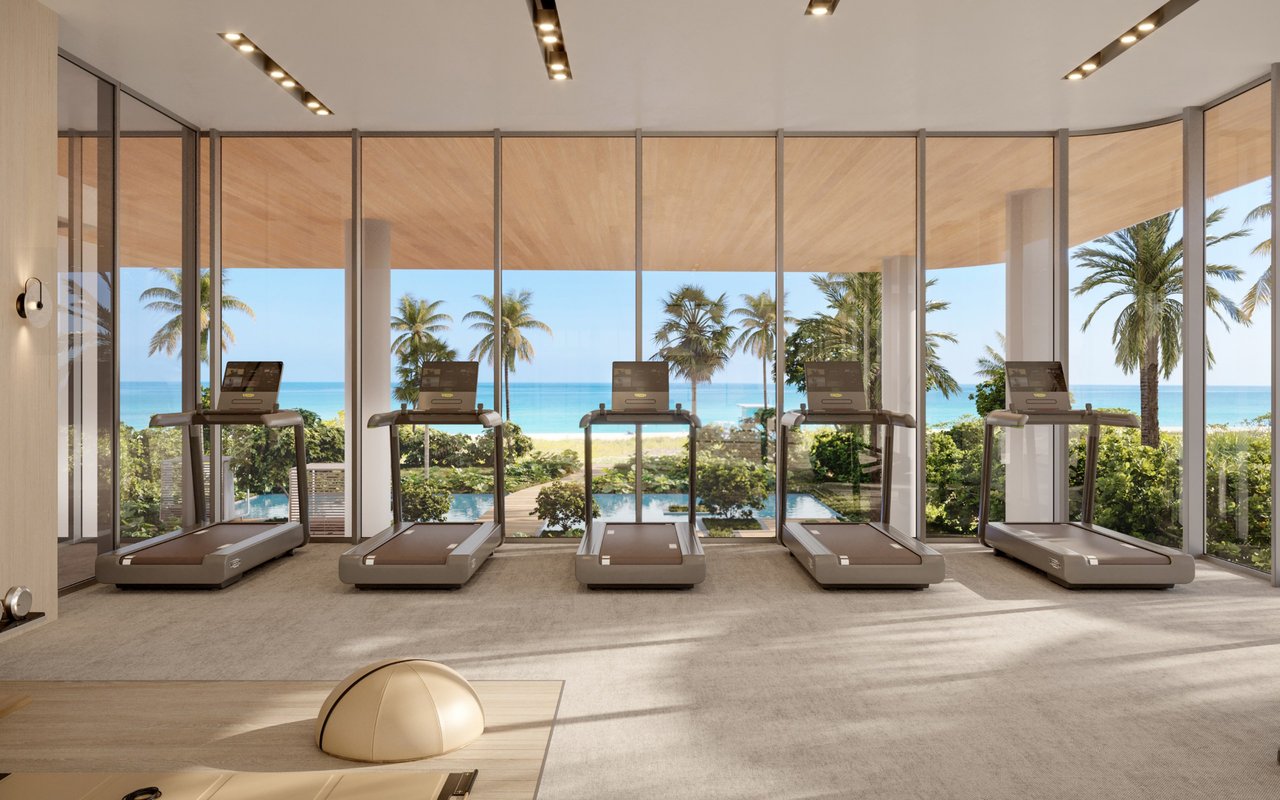 Ocean House Surfside lobby rendering with natural finishes and ocean views.