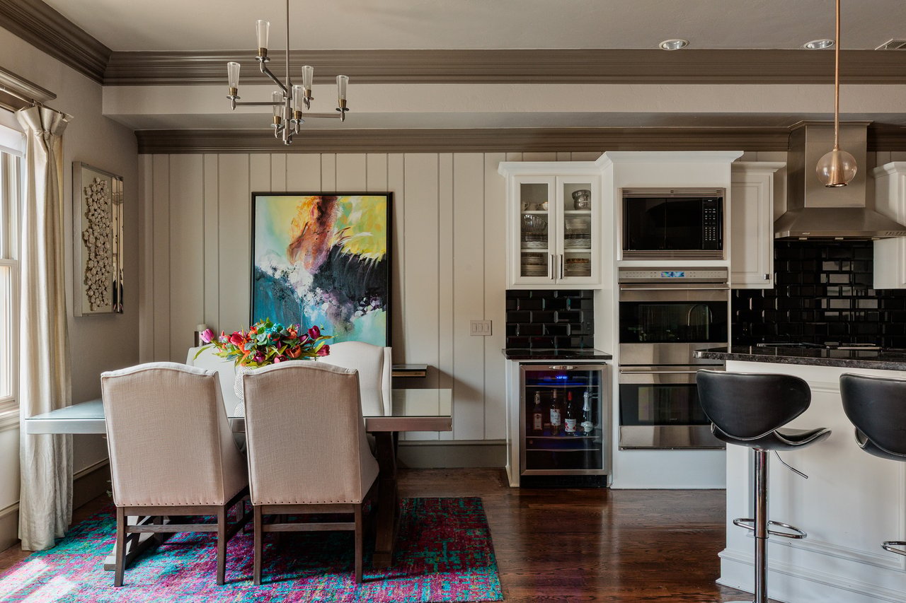 The Dining Room & Kitchen in Kevin Durant former Oklahoma City townhome in Deep Deuce